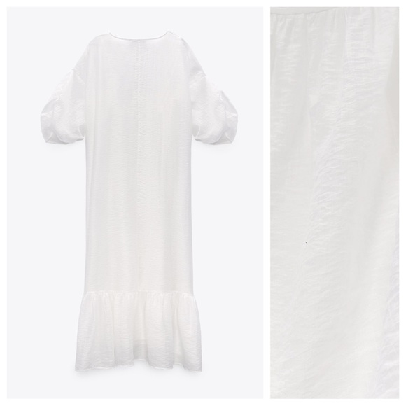 NWT. Zara Oyster White Semi Sheer Tunic/Midi Dress. Size S. - Picture 7 of 12